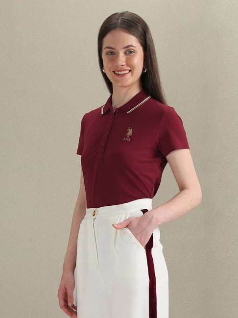 Polo Maroon Regular Fit Polo T-Shirt