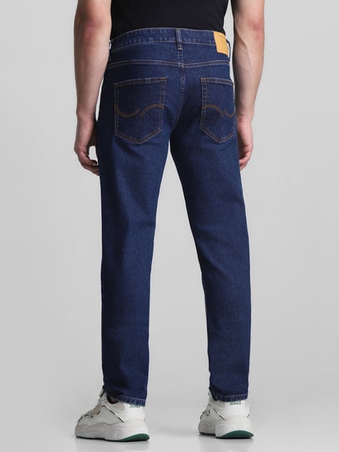 Jack Jones Medium Blue Denim Cotton Slim Fit Jeans
