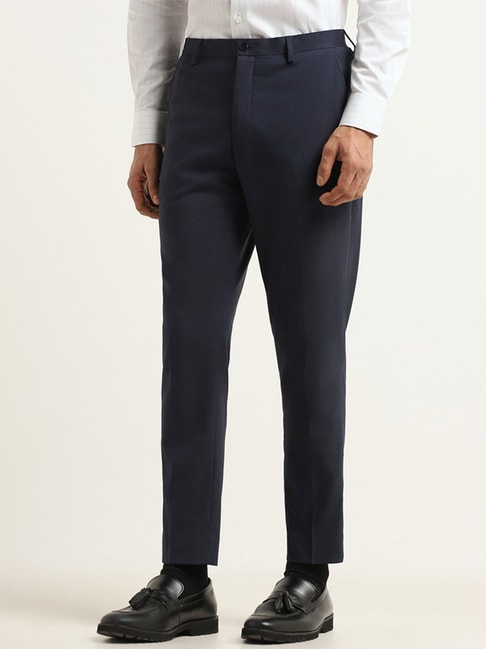 Buy Wardrobe Solid Grey Formal Trousers from Westside