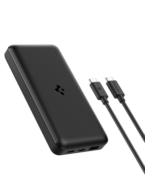 Spigen 20000 mAh, 30W Fast Charging Power Bank for MacBook Pro with 30W for 2 USB-C Ports (Black)