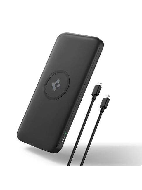 Spigen 2in1 10000 mAh Wireless Charging Power Bank with USB-A, USB-C 20W  Fast Charging (Black)