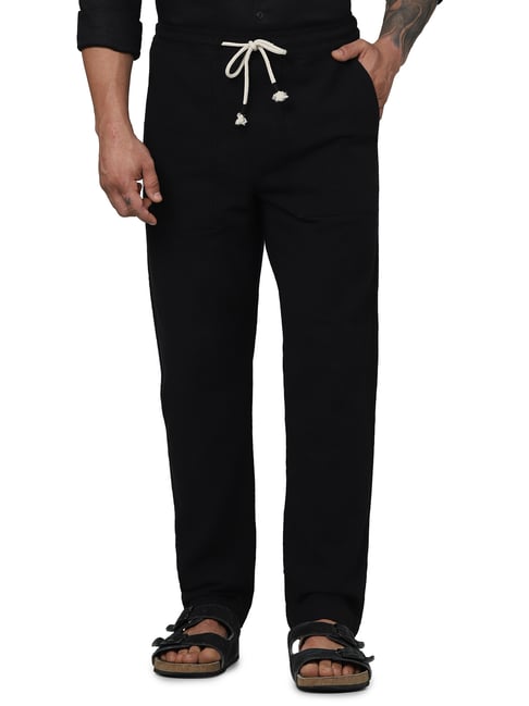 celio* Black Loose Fit Cotton Drawstring Trousers