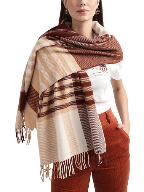 Gant Beige Checked Scarf