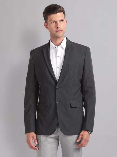 AD by Arvind Dark Grey Regular Fit Blazer