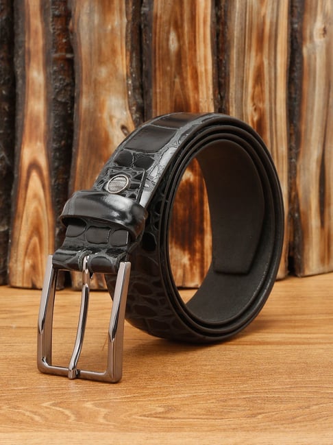 Louis Stitch Black Textured Leather Casual Belt for Men
