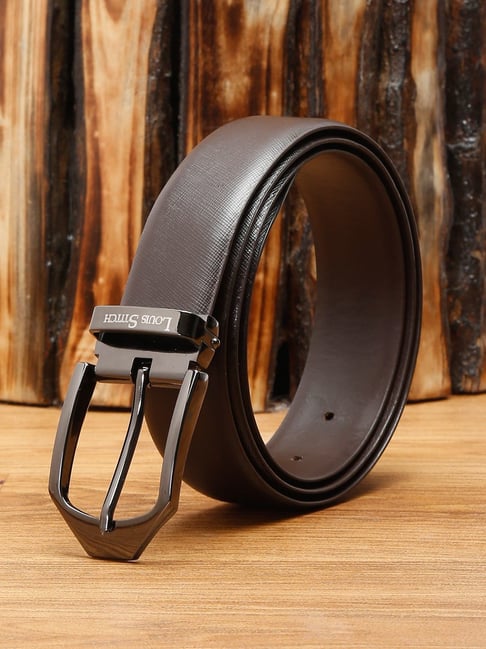 Louis Stitch Brown Textured Leather Formal Belt for Men