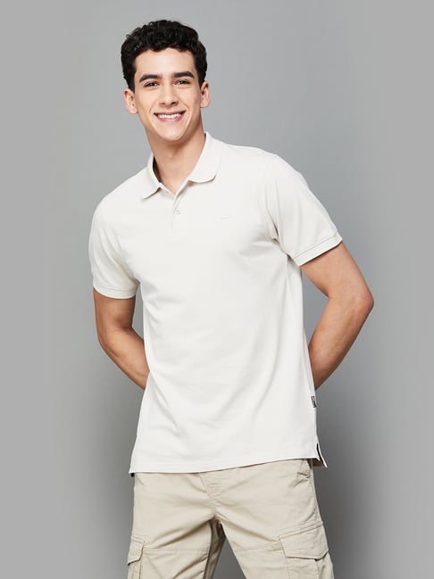 Fame Forever by Lifestyle Light Beige Regular Fit Polo T-Shirt