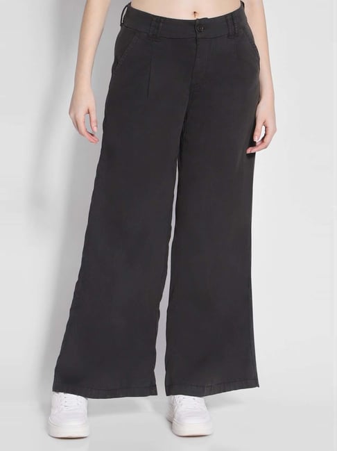 Buy American Eagle Outfitters Black Mid Rise Baggy Pants for Women