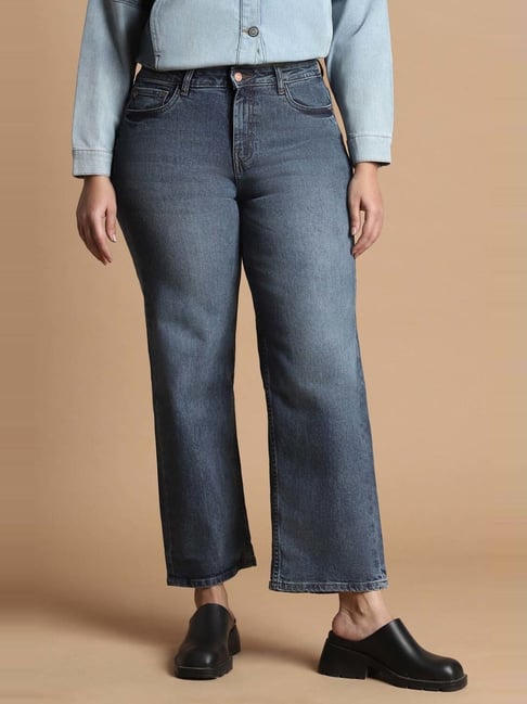 Allen Solly Blue Cotton Mid Rise Flared Jeans-picture-42