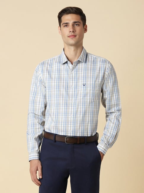 allen solly multicolored cotton slim fit checks shirt