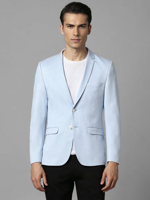Louis Philippe Blue Cotton Slim Fit Blazer