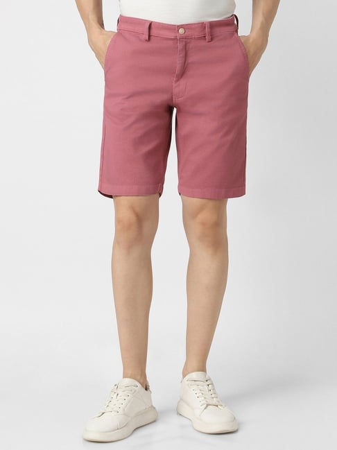 Van Heusen Pink Cotton Regular Fit Textured Shorts-picture-40