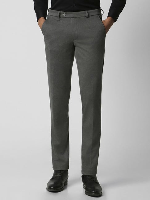 Van Heusen Grey Slim Fit Textured Trousers-picture-21