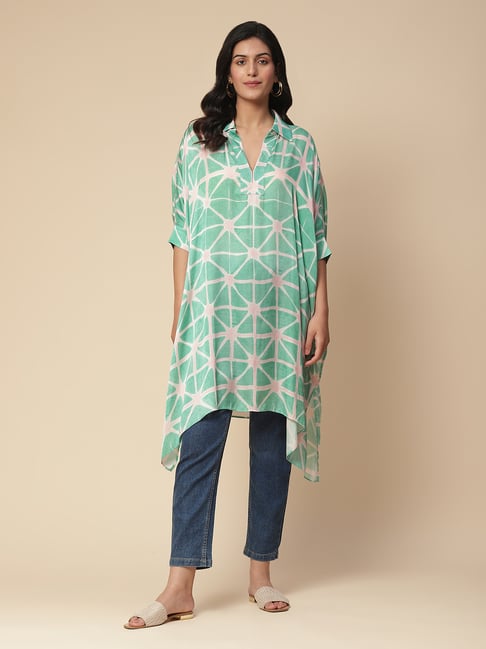aarke Ritu Kumar Green Printed Kaftan Kurti-picture-42