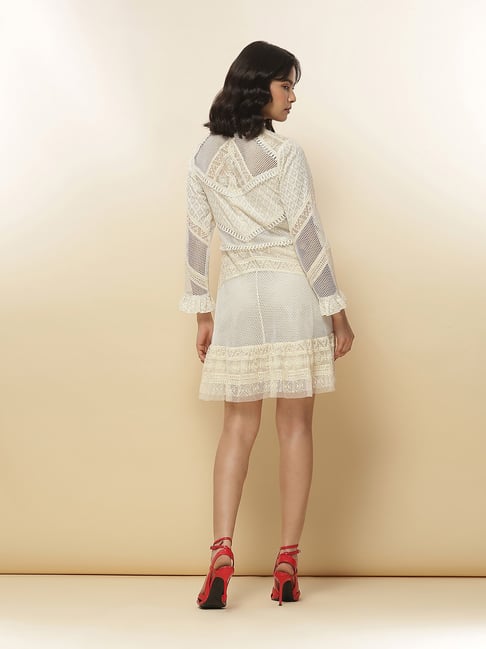 Buy Label Ritu Kumar White Self Design Shirt Dress for Women