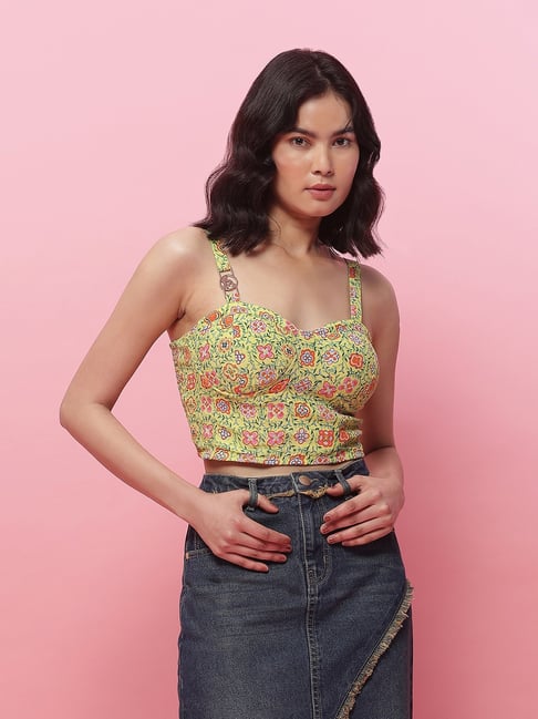 Label Ritu Kumar Yellow Floral Print Crop Top-picture-34