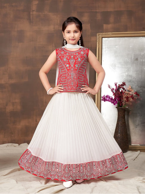 Beautiful Red-white Lehengacholi for Women Readytowear in USA, Freeshipping  Indiandesigner Georgettewithlucknowipapermirrorworklehenga Choli - Etsy