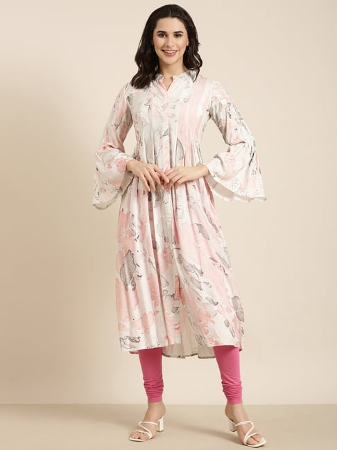 showoffff SHOWOFF White & Peach Printed Kurta-picture-15