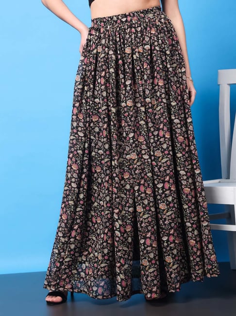 Cation Black Printed Maxi Skirt