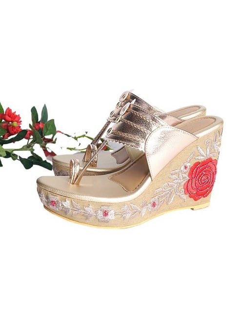 Sole House Women's Gold Toe Ring Wedges-picture-17