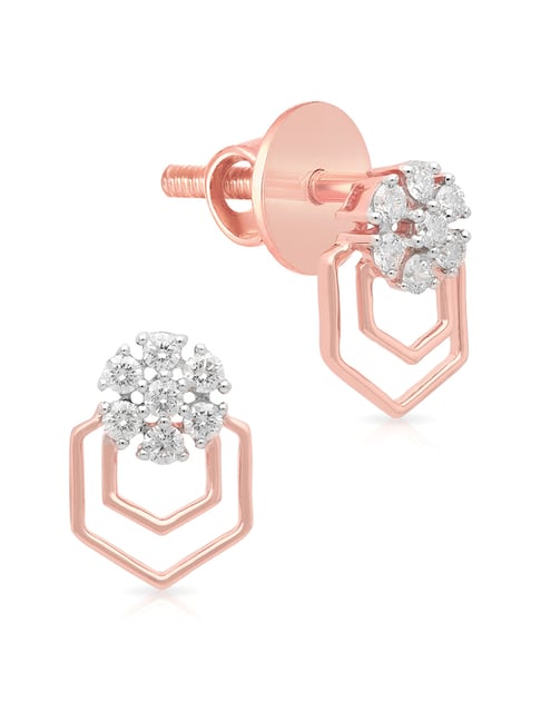 Malabar Gold and Diamonds 18k Rose Gold Stud Earrings