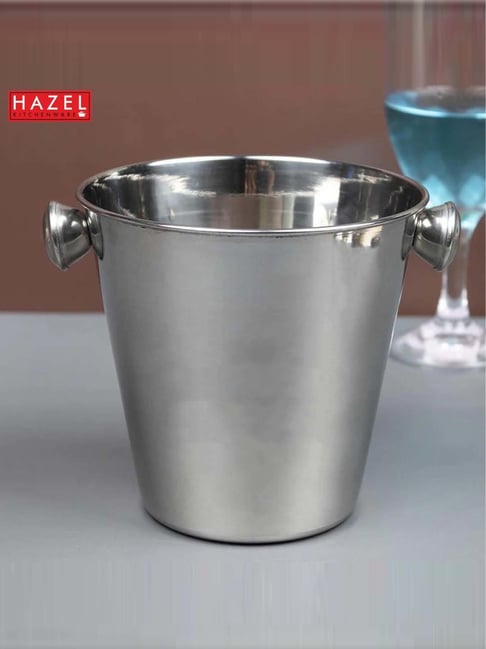 HAZEL Silver Stainless Steel Beer Buckets With Handle (4.5 L)