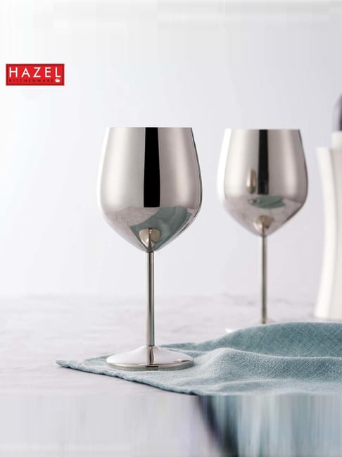 HAZEL Silver Stainless Steel Gin Goblets Wine Glass (0.25 L)