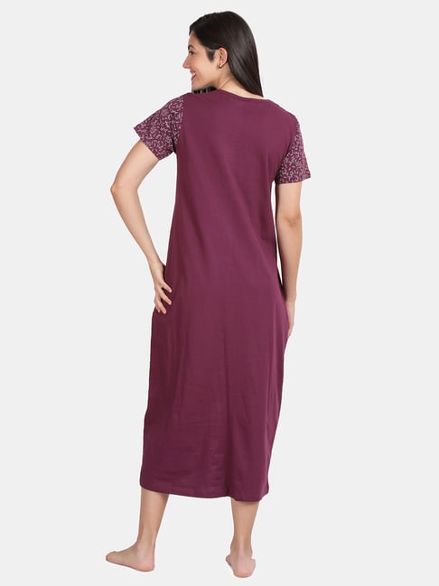 Women Purple Satin Bridal Nighty Gown Set – La Lingerie