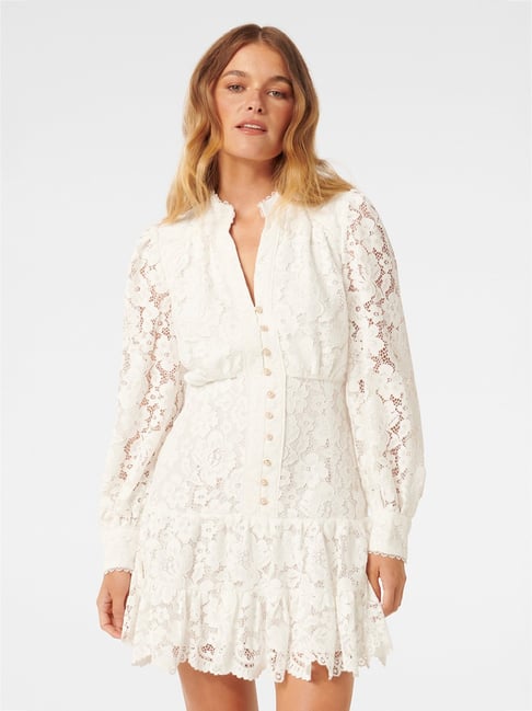 White Dresses Petite Casual Forever New Evie Petite Lace Mini Dress
