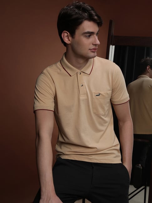 Crocodile Light Beige Slim Fit Polo T-Shirt-picture-29