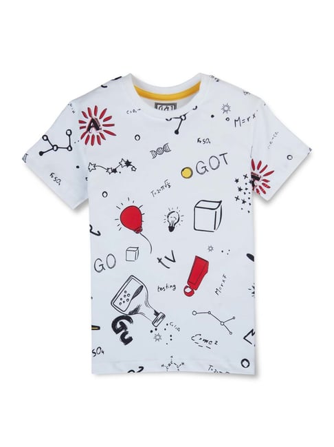 Buy Gini Jony Kids White Cotton Printed T Shirt for Boys Clothing Online Tata CLiQ