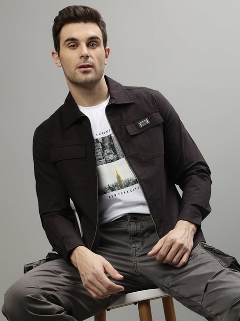 Iconic Black Cotton Regular Fit Jacket