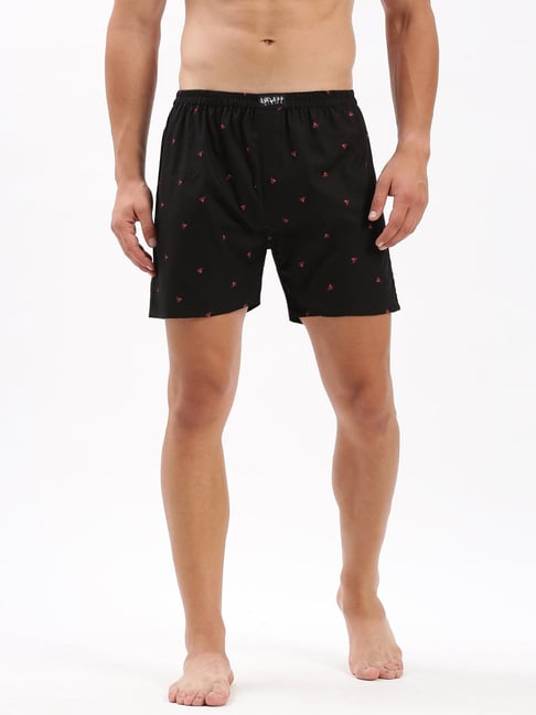 SHOWOFF Black Slim Fit Printed Cotton Boxers