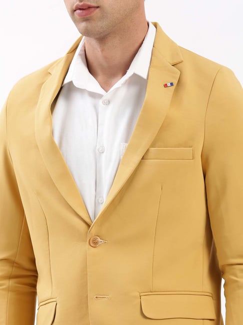 Blazer Yellow Color Yellow Textured Blazer Modern Elegance In Bold