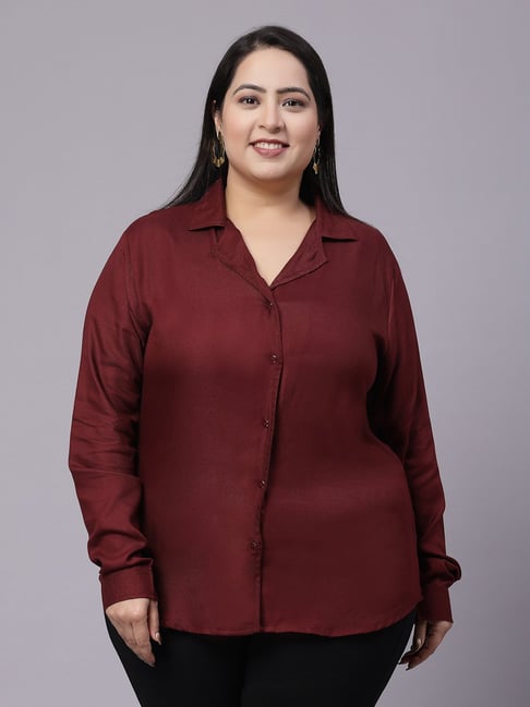 Style Quotient Maroon Rayon Regular Fit Shirt-picture-10