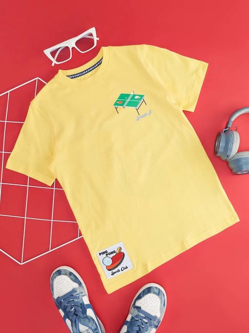 Pantaloons Junior Yellow Cotton Printed T-Shirt-picture-37