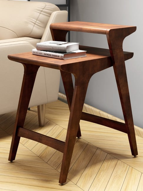 Buy Durian Mackenzie Mid-Century Modern Brown Solid Wood End Table