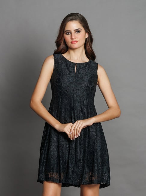 Zink London Black Lace A Line Dress-picture-40