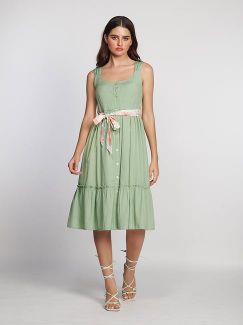 Zink London Sage Green Relaxed Fit Shirt Dress