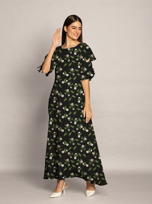 Buy PRETTYGARDEN Women's Summer Floral Dress One Shoulder Sleeveless Knot  Ruffled Hem Flowy Bohemian Maxi Dresses, Black White, Large at Amazon.in