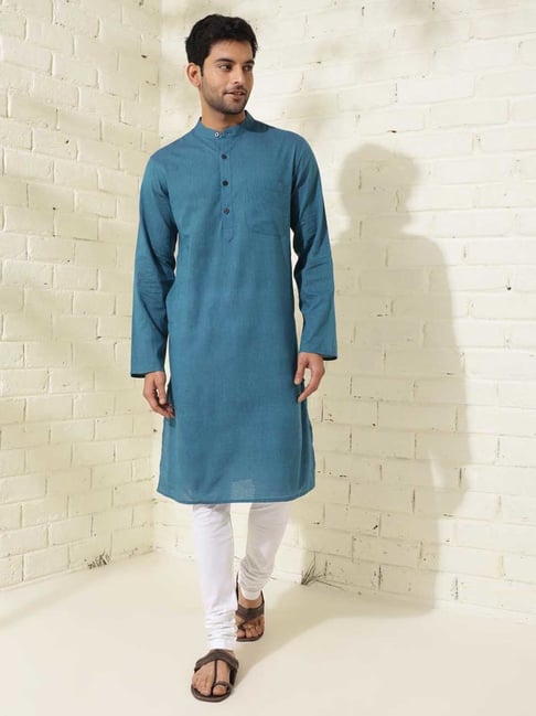 Fabindia Blue Slim Fit Kurta