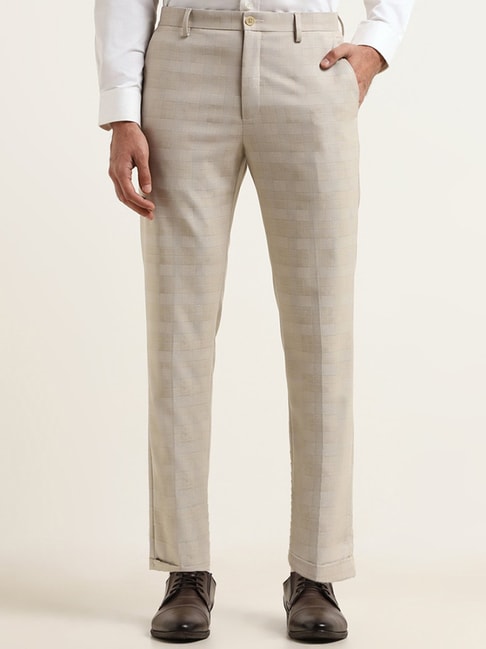 Buy RG DESIGNERS Men Grey Pencil Slim Fit Self Design Formal Trousers -  Trousers for Men 2079857 | Myntra