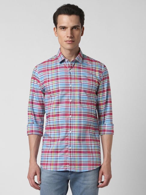 Buy Peter England Multicoloured Cotton Slim Fit Checks Shirts for