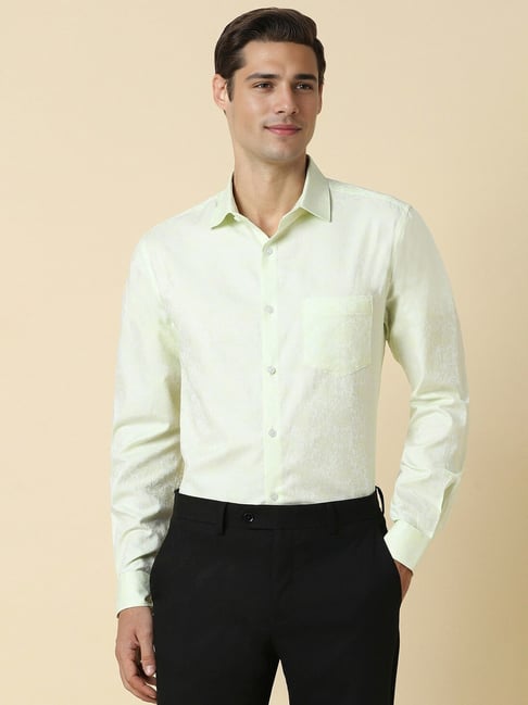 Allen Solly Green Cotton Slim Fit Printed Shirts-picture-42