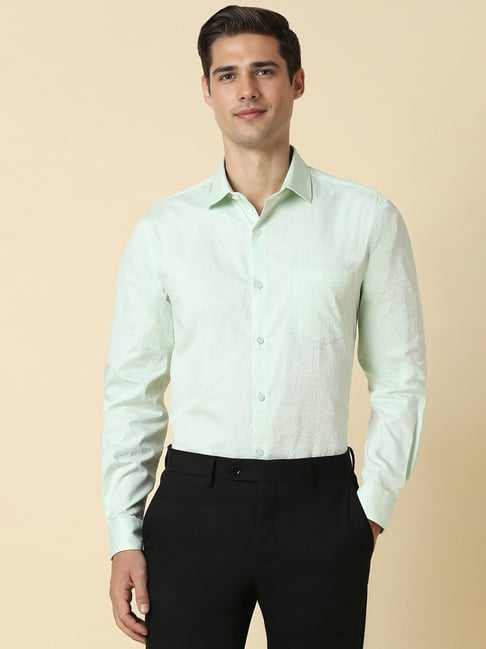 Allen Solly Green Cotton Slim Fit Printed Shirts-picture-34