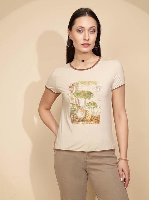 Global Republic Beige Embroidered Top