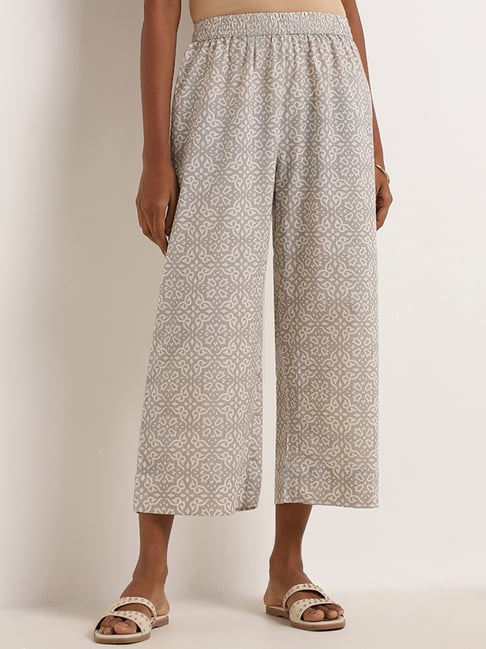 Abstract Printed Wide Leg Pants