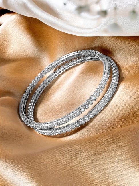 Bangle Modi Jewelry Buy Peora Fancy Silver Cubic Zirconia Bangles - Main Image