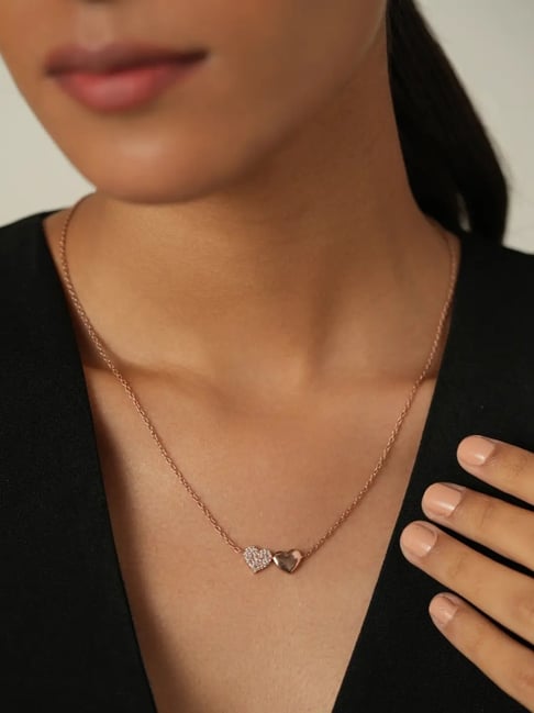 Mabel 92.5 Sterling Silver Rose Gold-Plated Heart Charm Necklace-picture-43