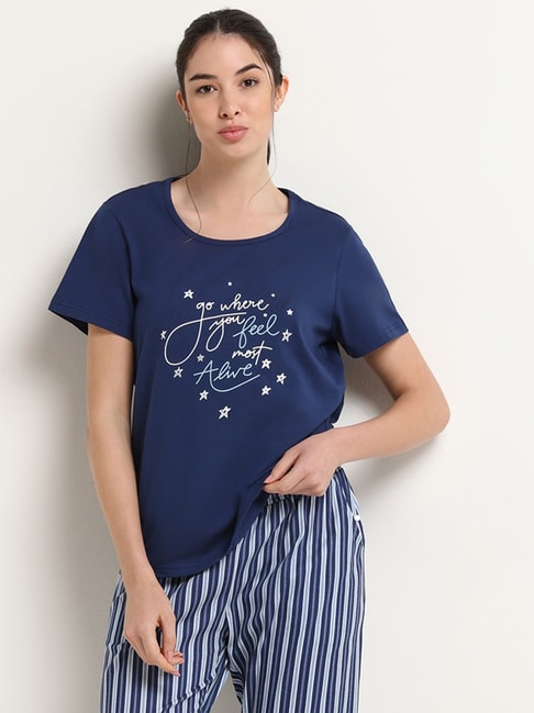 Wunderlove by Westside Navy Contrast Printed T-Shirt